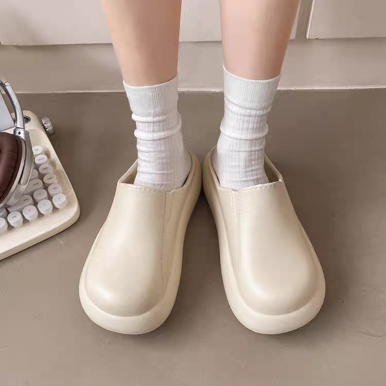 厚底拖鞋 懶人鞋款 一體成型 防水拖鞋 居家拖鞋 外出拖鞋 穿搭休閒鞋 女生厚底鞋 防滑拖鞋 輕便拖鞋 QQ195-細節圖6