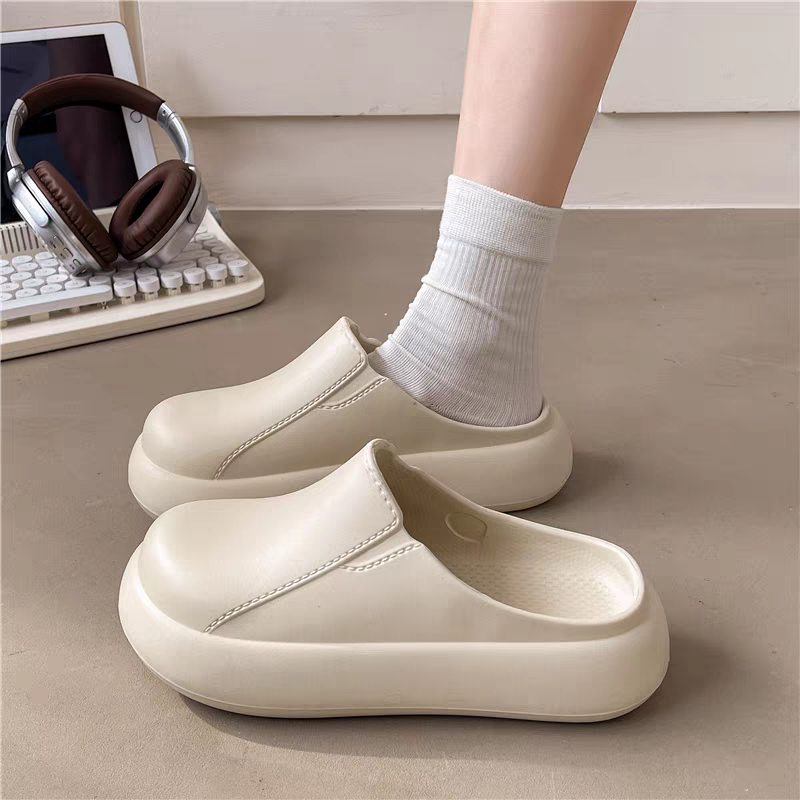 厚底拖鞋 懶人鞋款 一體成型 防水拖鞋 居家拖鞋 外出拖鞋 穿搭休閒鞋 女生厚底鞋 防滑拖鞋 輕便拖鞋 QQ195-細節圖8