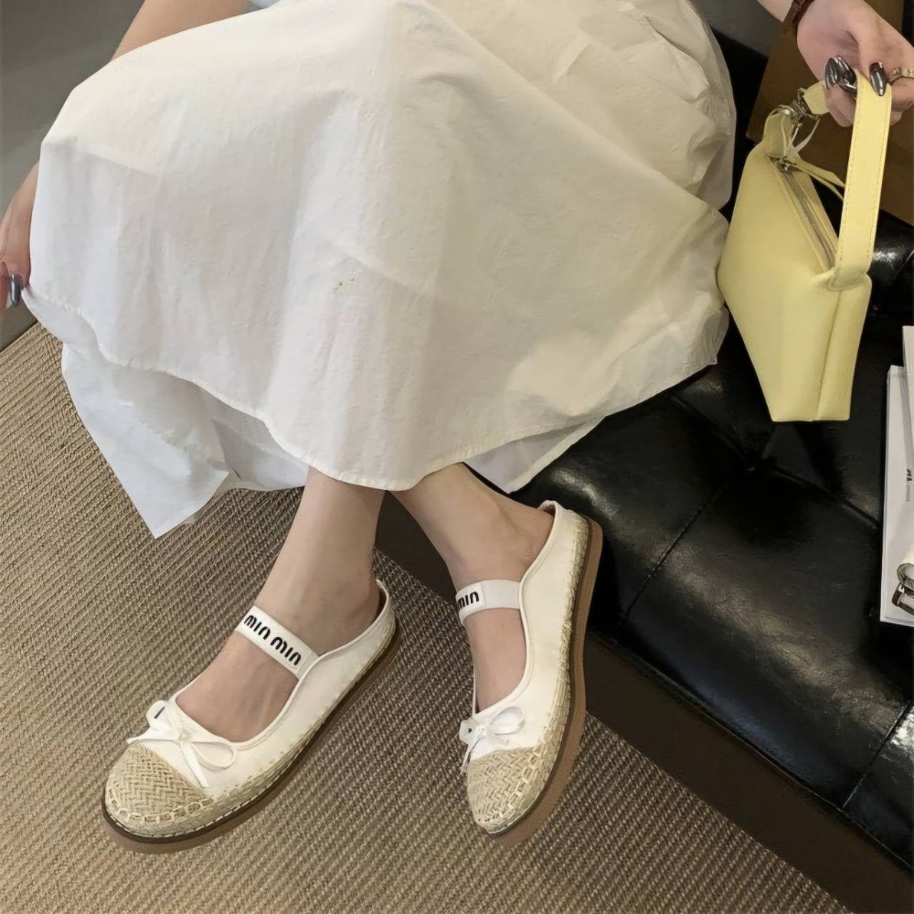 草編鞋 麻編鞋 編織 平底鞋 厚底草編鞋 透氣編織鞋 蝴蝶結女鞋 夏日度假鞋 淑女平底鞋 百搭包頭鞋 5698-細節圖4