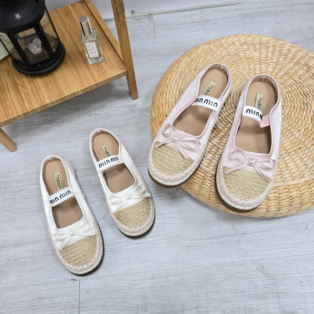 草編鞋 麻編鞋 編織 平底鞋 厚底草編鞋 透氣編織鞋 蝴蝶結女鞋 夏日度假鞋 淑女平底鞋 百搭包頭鞋 5698-細節圖9