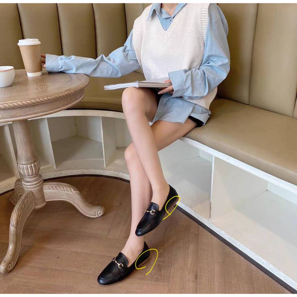 大尺43 碼樂福鞋 金屬飾扣百搭質感 商務休閒兩用 柔軟鞋墊舒適好走 穩固防滑鞋底 修飾腳型 日常通勤必備 G1206-細節圖8