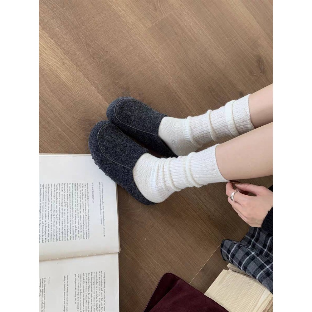 絨毛拖鞋 懶人鞋 厚底拖鞋 一腳蹬拖鞋 居家拖鞋 百搭拖鞋 保暖拖鞋 軟底拖鞋 韓系拖鞋 懶人厚底鞋 冬季拖鞋G2488-細節圖7