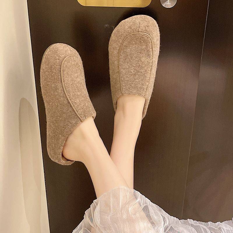 絨毛拖鞋 懶人鞋 厚底拖鞋 一腳蹬拖鞋 居家拖鞋 百搭拖鞋 保暖拖鞋 軟底拖鞋 韓系拖鞋 懶人厚底鞋 冬季拖鞋G2488-細節圖8