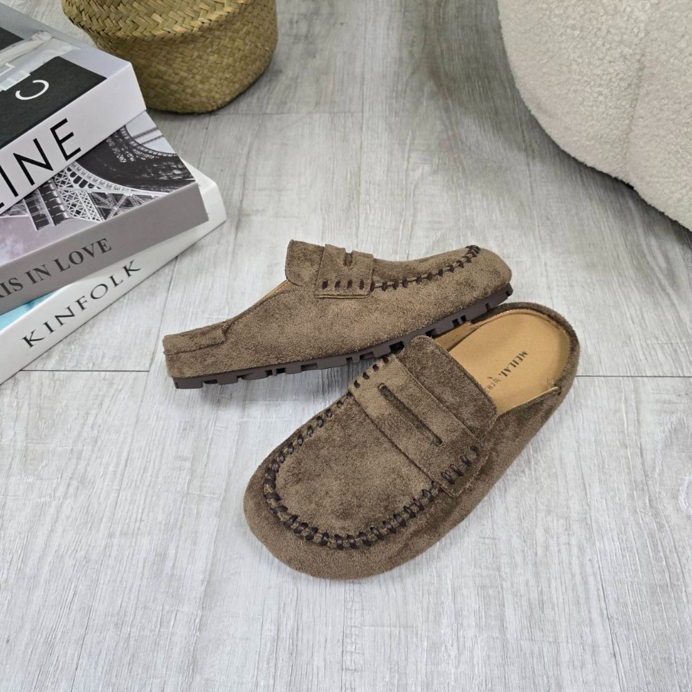 麂皮樂福拖鞋 樂福鞋 懶人鞋 拖鞋 女生鞋 麂皮鞋 豆豆鞋 平底鞋 軟底鞋 防滑鞋 質感鞋 百搭鞋 秋冬鞋 869-規格圖8