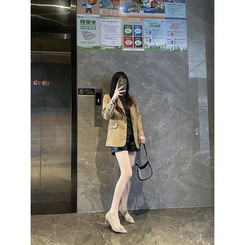 尖頭水鑽扣中跟鞋 優雅氣質跟鞋 通勤上班族必備婚宴鞋 約會百搭高跟鞋 顯瘦拉長腿型 舒適不咬腳中跟鞋 穿脫方便 G328-細節圖9