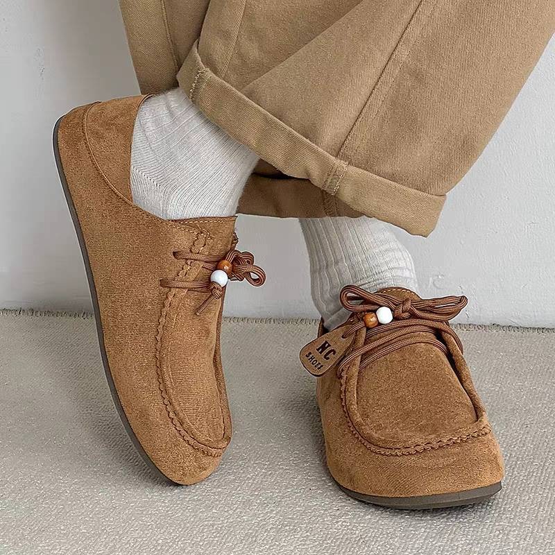 大尺碼44 後跟可踩 增高厚鞋墊 兩穿可後踩 磨砂絨軟底休閒鞋 樂福鞋 袋鼠鞋 懶人鞋 半拖鞋 美拉德 BK62-細節圖7