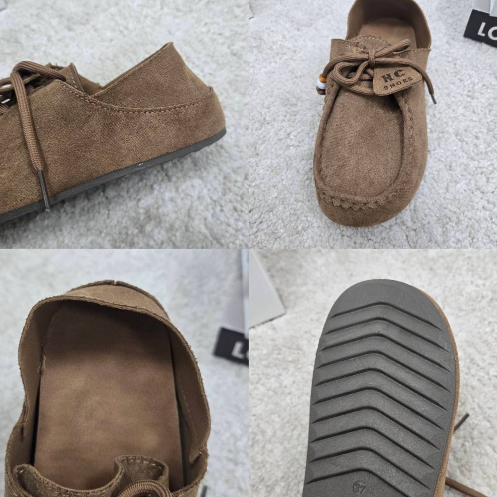 大尺碼44 後跟可踩 增高厚鞋墊 兩穿可後踩 磨砂絨軟底休閒鞋 樂福鞋 袋鼠鞋 懶人鞋 半拖鞋 美拉德 BK62-細節圖11
