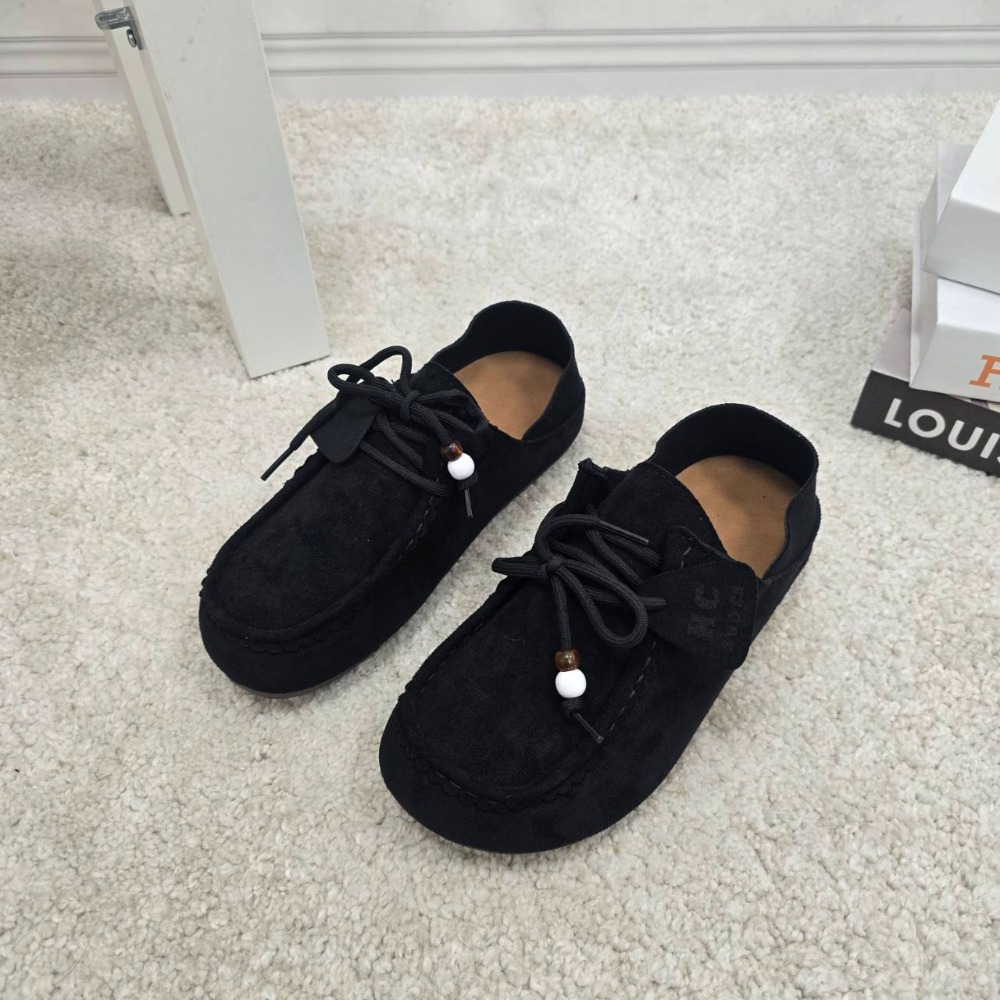 大尺碼44 後跟可踩 增高厚鞋墊 兩穿可後踩 磨砂絨軟底休閒鞋 樂福鞋 袋鼠鞋 懶人鞋 半拖鞋 美拉德 BK62-規格圖11