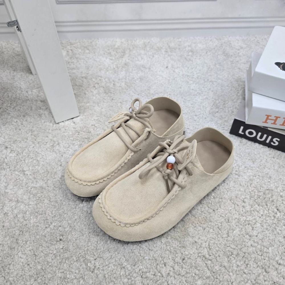 大尺碼44 後跟可踩 增高厚鞋墊 兩穿可後踩 磨砂絨軟底休閒鞋 樂福鞋 袋鼠鞋 懶人鞋 半拖鞋 美拉德 BK62-規格圖11