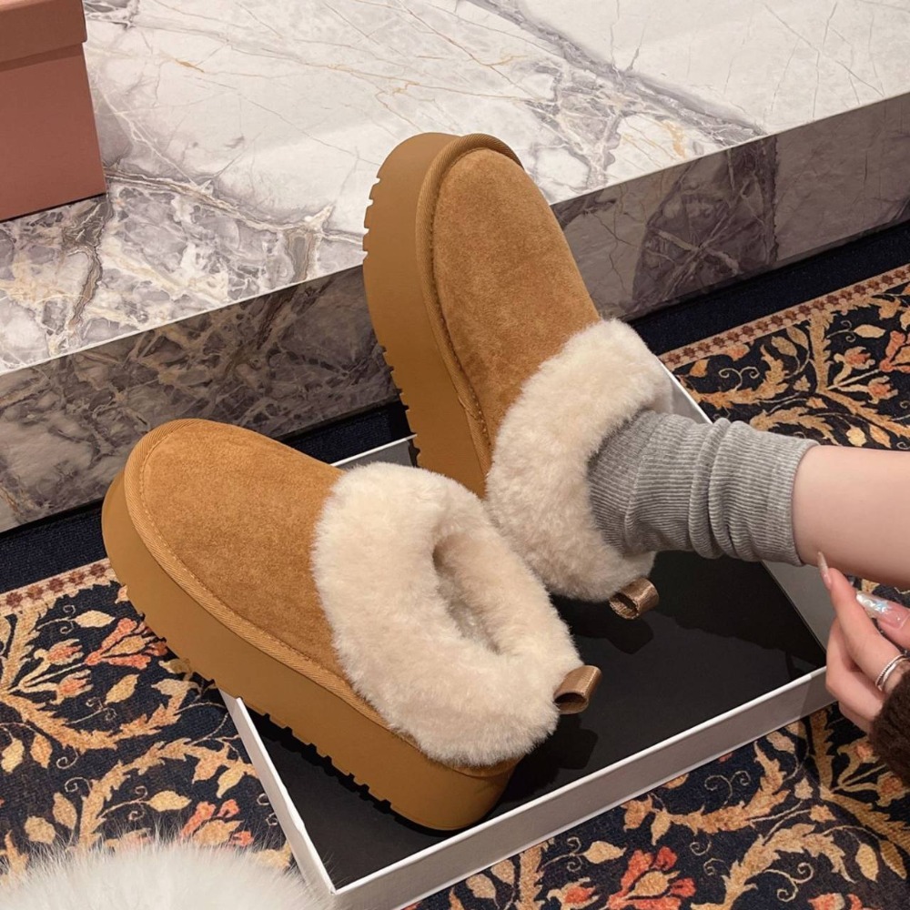 東大門同款♥️可愛保暖雪靴 毛毛雪靴 平底雪靴 雪靴 雪地靴 休閒短靴 靴子 短筒 低筒 保暖靴 內鋪毛 5506-細節圖3