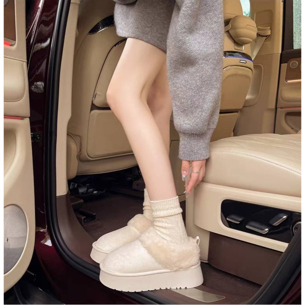 東大門同款♥️可愛保暖雪靴 毛毛雪靴 平底雪靴 雪靴 雪地靴 休閒短靴 靴子 短筒 低筒 保暖靴 內鋪毛 5506-細節圖4