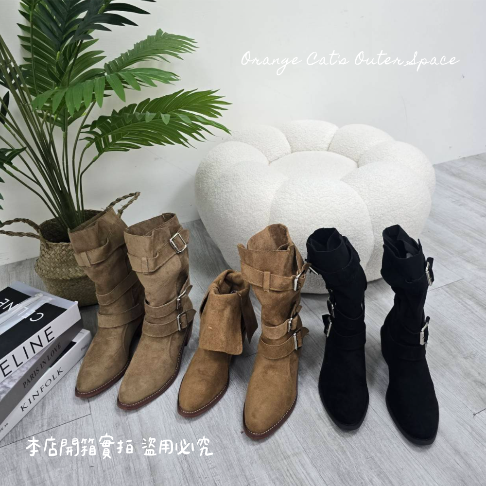 工程靴 中筒靴 扣帶靴 女靴 秋冬靴 粗跟靴 防滑靴 耐走靴 修腿靴 顯瘦靴 百搭靴 馬丁靴風 個性靴 騎士靴 813-細節圖7