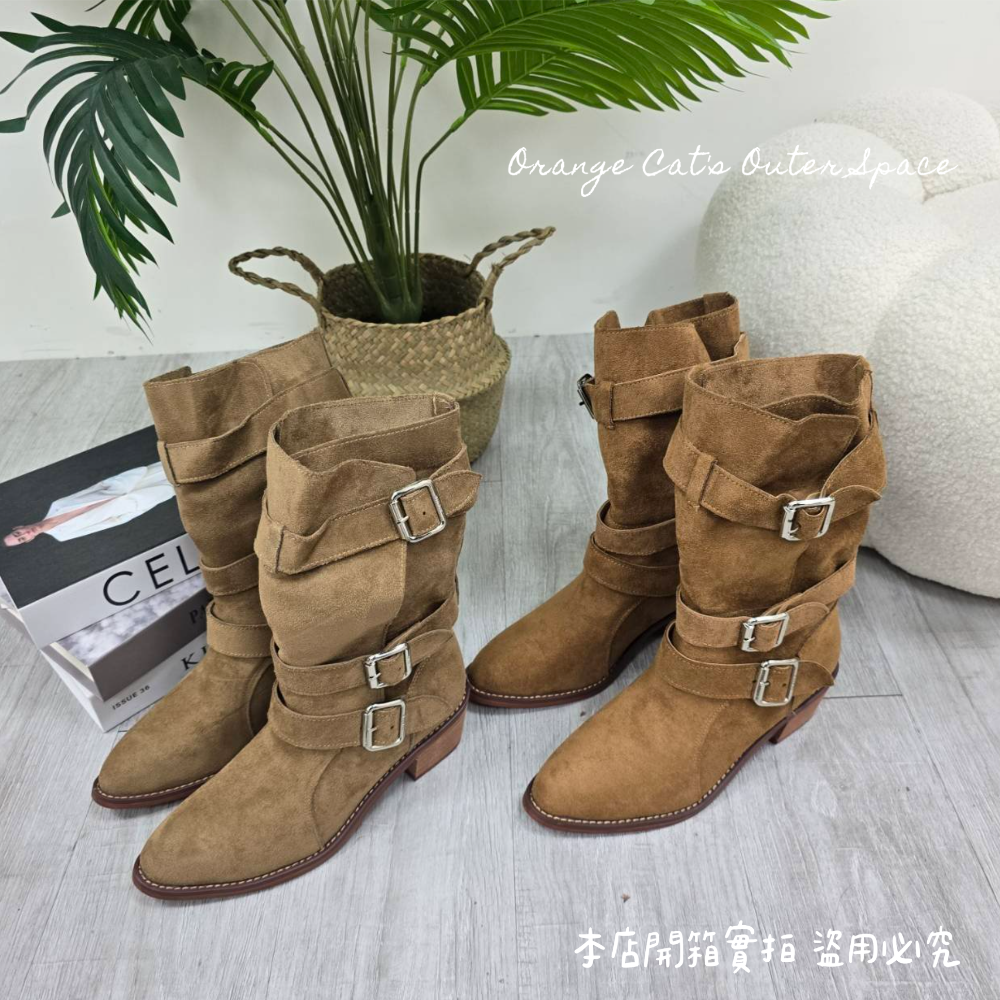 工程靴 中筒靴 扣帶靴 女靴 秋冬靴 粗跟靴 防滑靴 耐走靴 修腿靴 顯瘦靴 百搭靴 馬丁靴風 個性靴 騎士靴 813-細節圖10