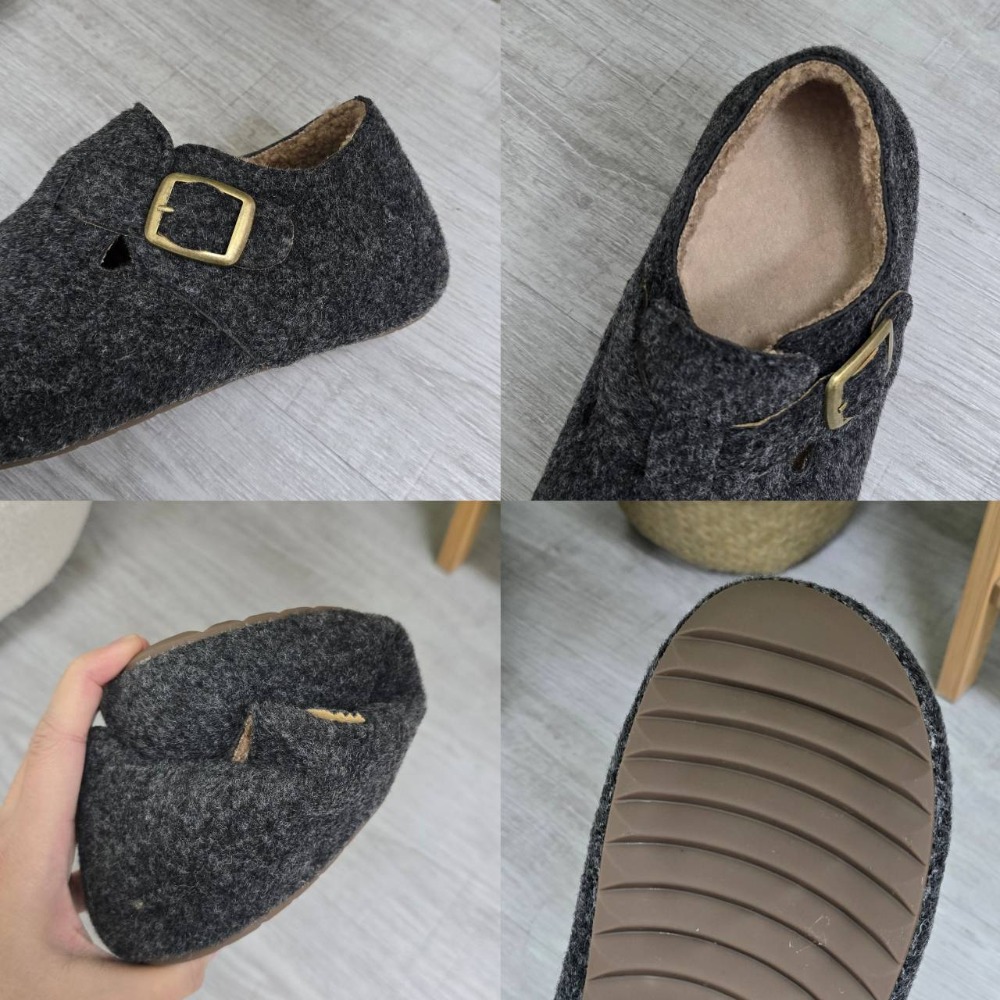 毛呢扣環保暖懶人鞋 女款包頭拖鞋 室內外兩穿 厚底防滑 刷毛內裡 不磨腳 秋冬必備 穿搭百搭 蝦皮熱銷推薦款-細節圖11