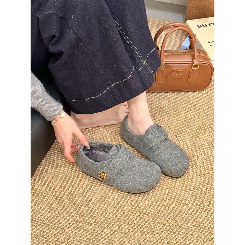 毛呢勃肯鞋【台灣現貨】毛毛鞋 厚底毛毛 雪靴 保暖鞋 內刷毛 鋪毛 保暖 勃肯鞋 毛鞋 9133-細節圖7