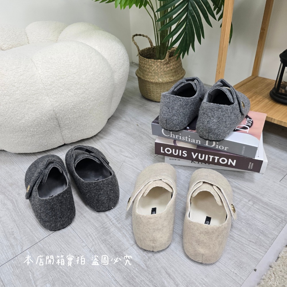 毛呢勃肯鞋【台灣現貨】毛毛鞋 厚底毛毛 雪靴 保暖鞋 內刷毛 鋪毛 保暖 勃肯鞋 毛鞋 9133-細節圖9