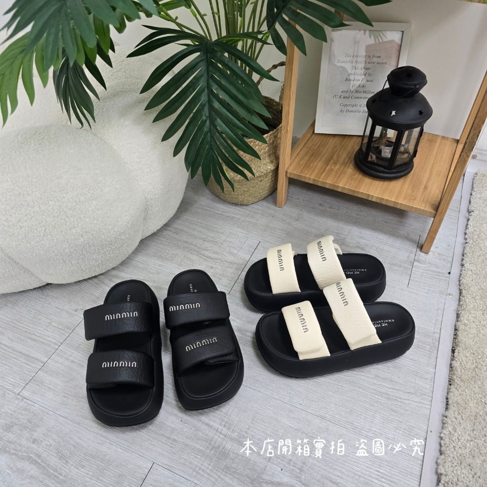 厚底拖鞋 雙帶拖鞋 女拖鞋 韓版拖鞋 增高拖鞋 防滑拖鞋 室外拖鞋 百搭拖鞋 軟底拖鞋 平底拖鞋 5609-9-細節圖2