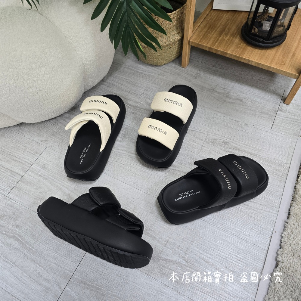 厚底拖鞋 雙帶拖鞋 女拖鞋 韓版拖鞋 增高拖鞋 防滑拖鞋 室外拖鞋 百搭拖鞋 軟底拖鞋 平底拖鞋 5609-9-細節圖3