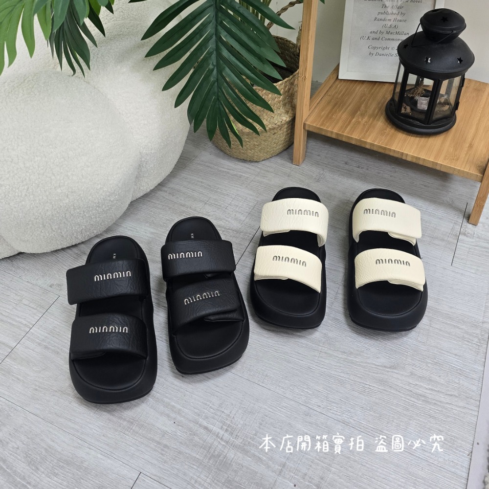 厚底拖鞋 雙帶拖鞋 女拖鞋 韓版拖鞋 增高拖鞋 防滑拖鞋 室外拖鞋 百搭拖鞋 軟底拖鞋 平底拖鞋 5609-9-細節圖4