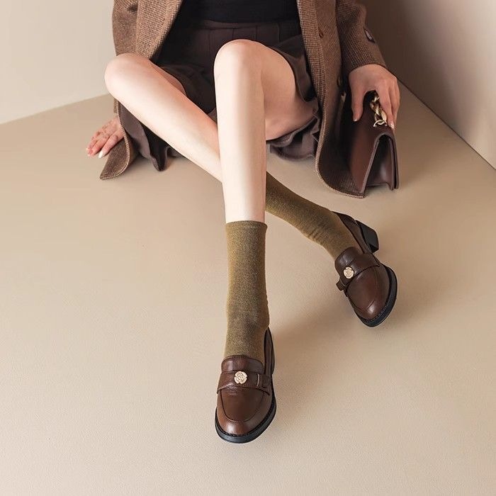 復古英倫風粗跟樂福鞋 山茶花 瑪莉珍鞋 小皮鞋 低跟娃娃鞋 芭蕾鞋 尖頭鞋 防潑水 瑪莉珍鞋 黑色 牛津鞋 G5033-細節圖9