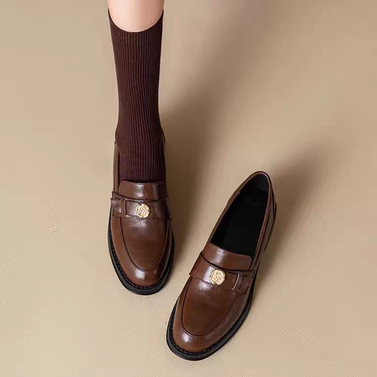 復古英倫風粗跟樂福鞋 山茶花 瑪莉珍鞋 小皮鞋 低跟娃娃鞋 芭蕾鞋 尖頭鞋 防潑水 瑪莉珍鞋 黑色 牛津鞋 G5033-細節圖10