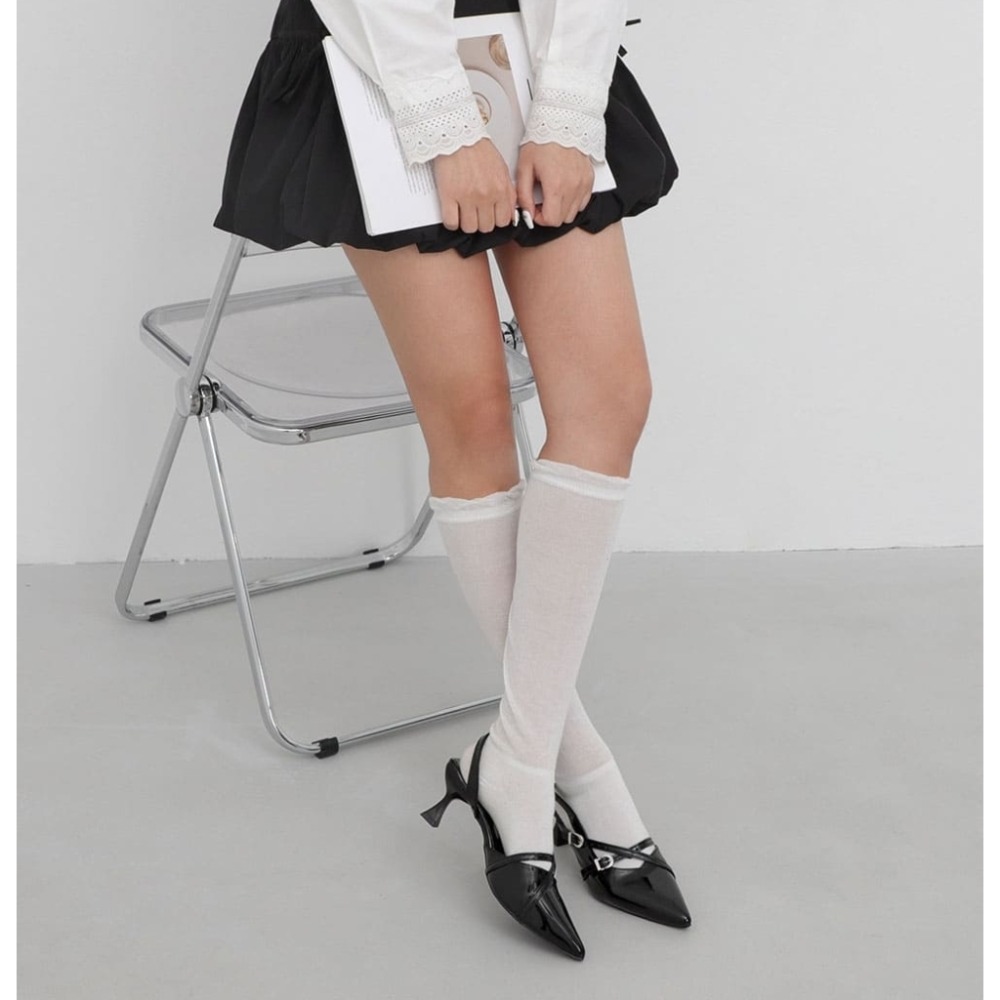 韓國同款 尖頭高跟 瑪莉珍後帶涼鞋 尖頭包後涼鞋 尖頭跟鞋 低跟鞋 尖頭鞋 高跟涼鞋 涼鞋 瑪莉珍鞋 H855-細節圖3