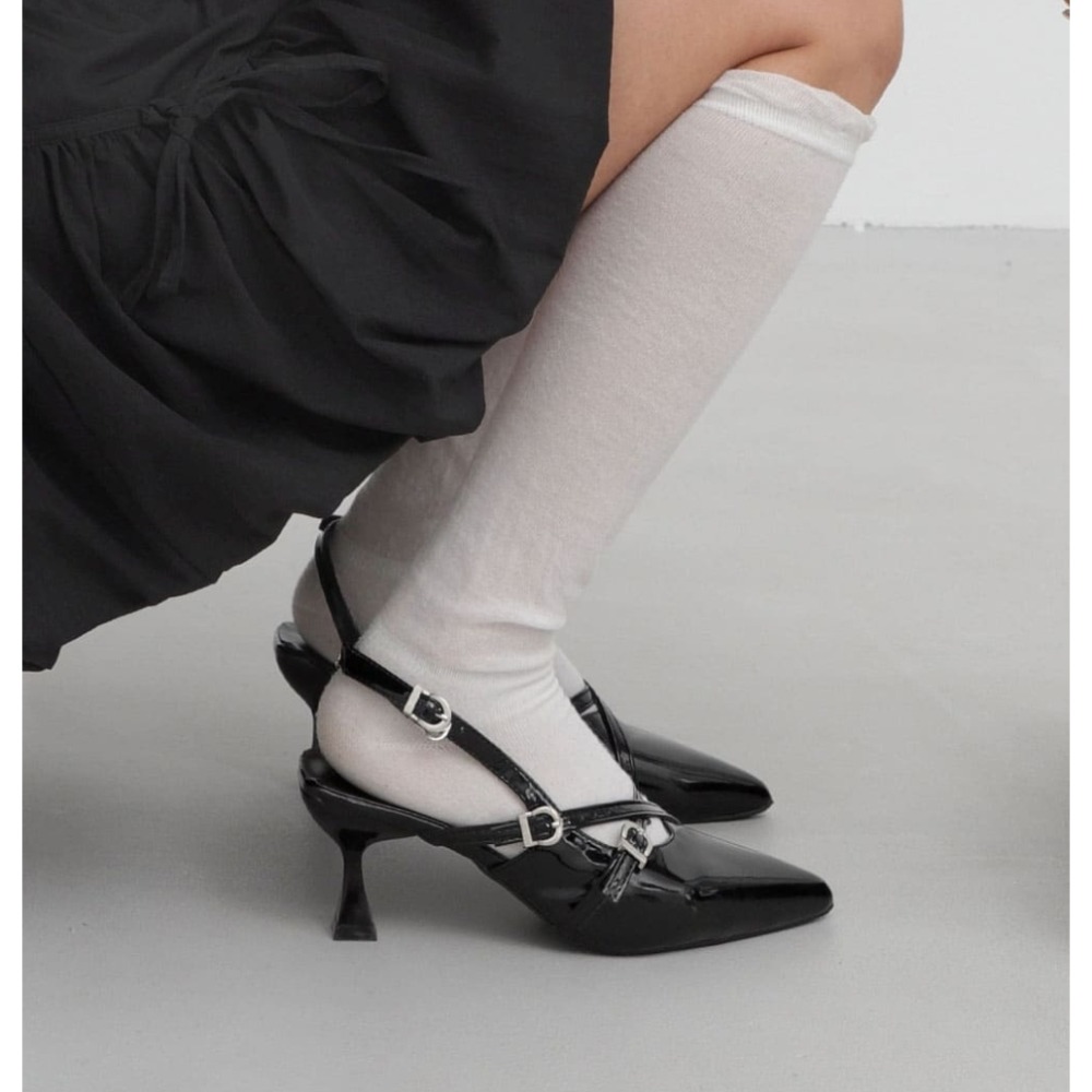 韓國同款 尖頭高跟 瑪莉珍後帶涼鞋 尖頭包後涼鞋 尖頭跟鞋 低跟鞋 尖頭鞋 高跟涼鞋 涼鞋 瑪莉珍鞋 H855-細節圖6