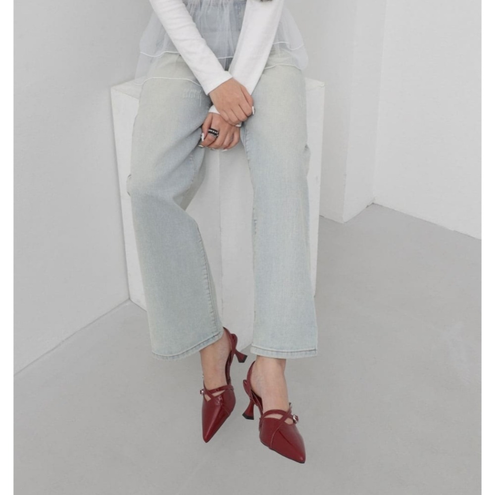 韓國同款 尖頭高跟 瑪莉珍後帶涼鞋 尖頭包後涼鞋 尖頭跟鞋 低跟鞋 尖頭鞋 高跟涼鞋 涼鞋 瑪莉珍鞋 H855-細節圖10