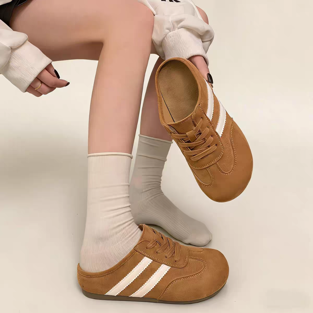 大尺碼42 韓國 韓版 質感 線條 麂皮 勃肯 包頭拖鞋 包鞋 美拉德 半拖 懶人鞋 穆勒鞋 小白鞋 休閒鞋 H7988-細節圖11