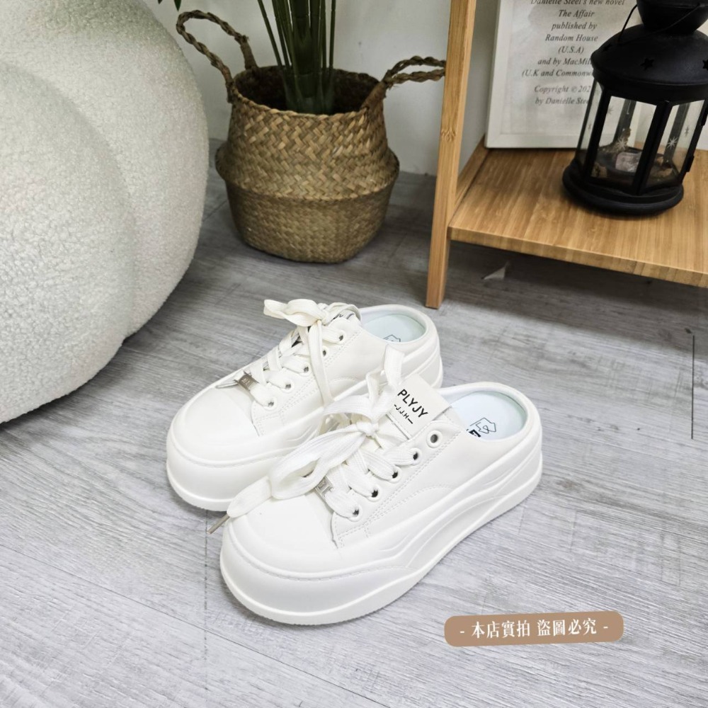 ​厚底半拖鞋 女 增高 帆布鞋 懶人鞋 穆勒鞋 2026 韓國 顯瘦 餅乾鞋 百搭 外穿 拖鞋 小白鞋 2616-1-規格圖10