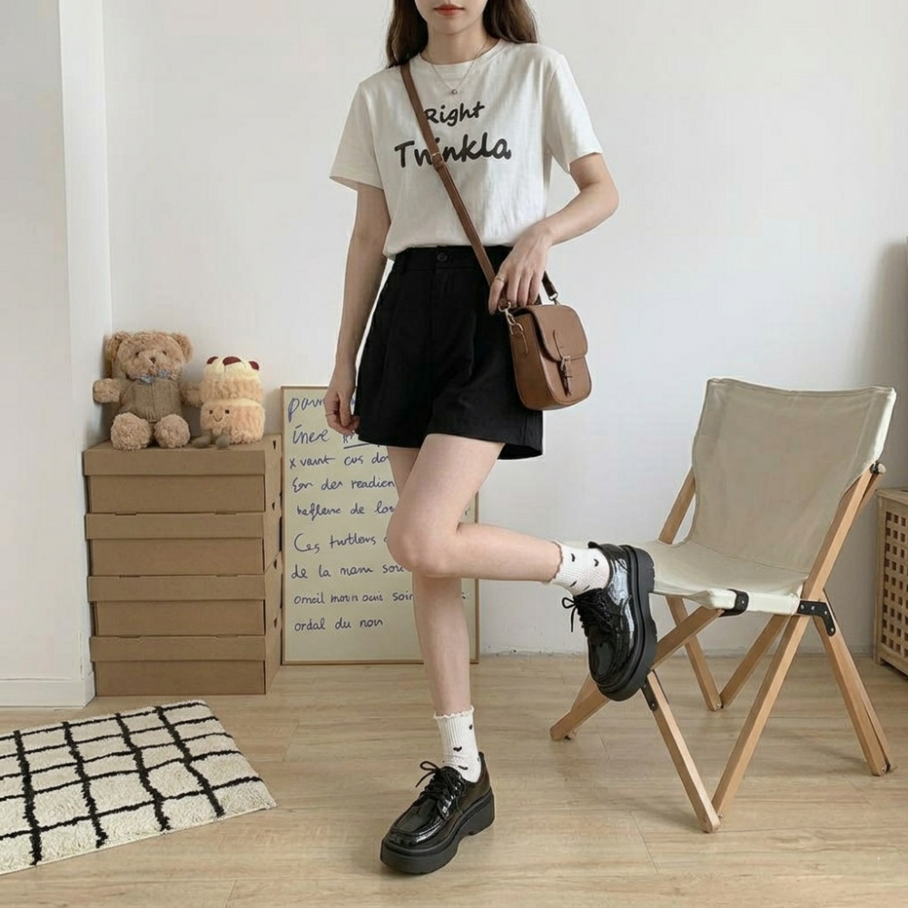 ​厚底小皮鞋 女 英倫風 繫帶 增高 顯瘦 鬆糕鞋 黑色 圓頭 瑪莉珍鞋 JK 制服鞋 韓版 H8854 H9123-細節圖4