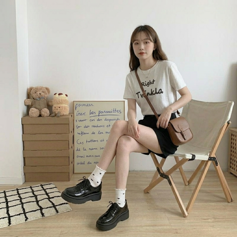 ​厚底小皮鞋 女 英倫風 繫帶 增高 顯瘦 鬆糕鞋 黑色 圓頭 瑪莉珍鞋 JK 制服鞋 韓版 H8854 H9123-細節圖5