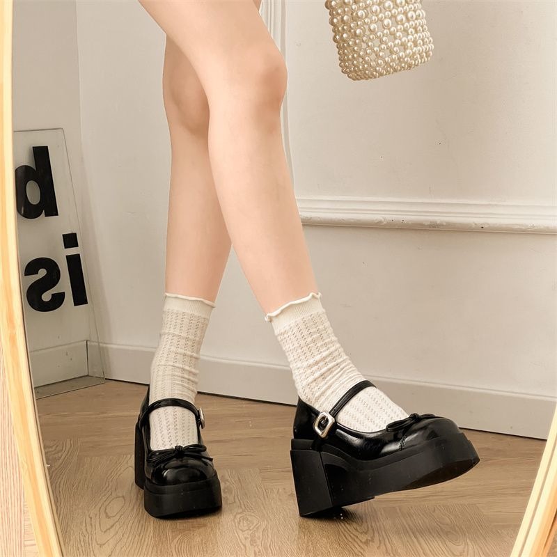 ​瑪莉珍鞋 女鞋 厚底鞋 增高鞋 圓頭 皮鞋 蝴蝶結 蘿莉塔 JK 制服鞋 粗跟 顯瘦 復古 韓系 氣質 黑色H3030-細節圖4