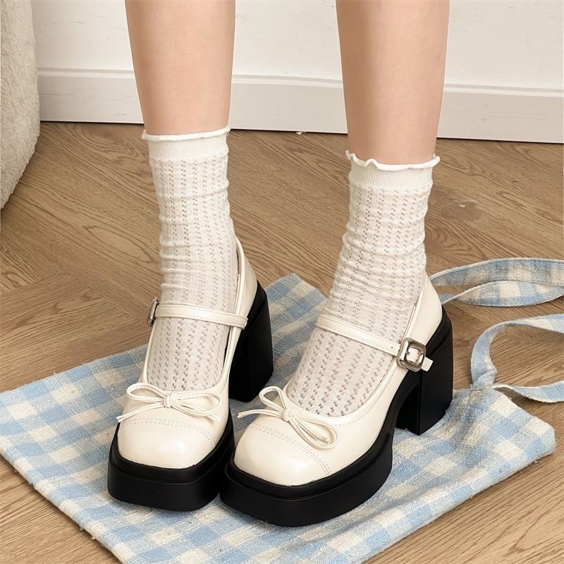 ​瑪莉珍鞋 女鞋 厚底鞋 增高鞋 圓頭 皮鞋 蝴蝶結 蘿莉塔 JK 制服鞋 粗跟 顯瘦 復古 韓系 氣質 黑色H3030-細節圖7