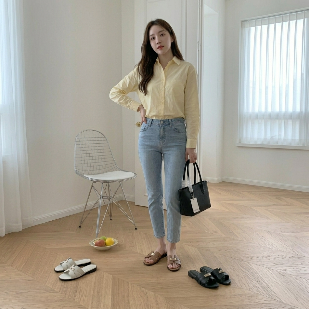 ​拖鞋 女鞋 涼拖鞋 平底涼鞋 H型 一字拖 懶人鞋 外穿 氣質 名媛風 法式 金屬扣 凱莉包同款 韓系 H5979-細節圖8