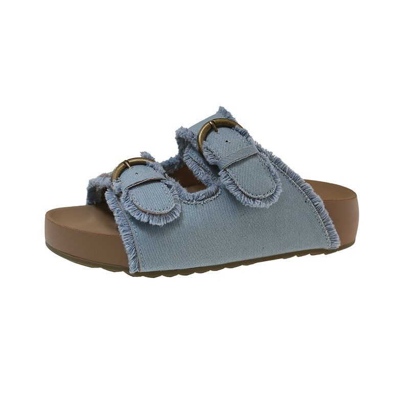 ​厚底涼拖鞋 女鞋 夾腳拖 抽鬚 丹寧 帆布 一字拖 懶人鞋 鬆糕鞋 增高 顯瘦 沙灘鞋 韓系 百搭 氣質 H8441-規格圖11