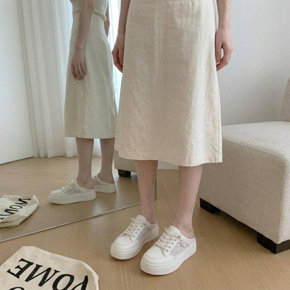 小白鞋 女鞋 增高鞋 厚底鞋 菱格紋 鍊條 小皮鞋 鬆糕鞋 運動鞋 顯瘦 復古 氣質 韓版 網美 百搭 學生鞋H3488-細節圖6