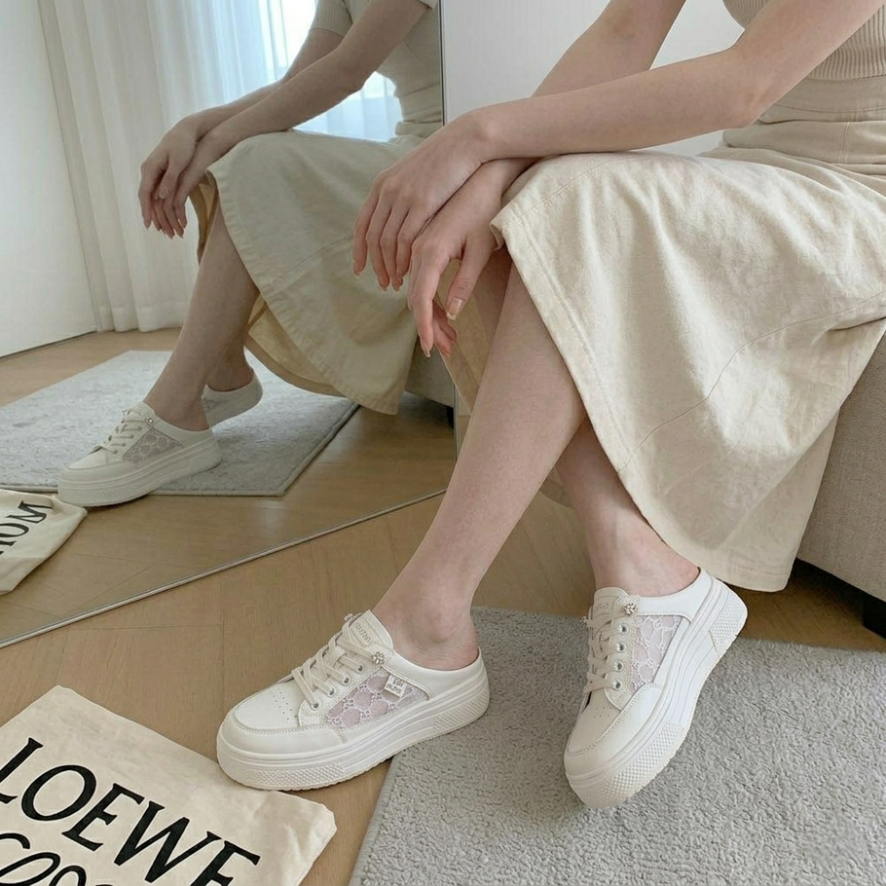 小白鞋 女鞋 增高鞋 厚底鞋 菱格紋 鍊條 小皮鞋 鬆糕鞋 運動鞋 顯瘦 復古 氣質 韓版 網美 百搭 學生鞋H3488-細節圖7