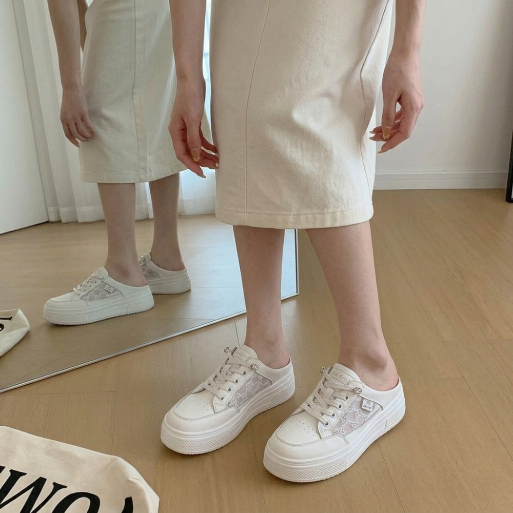 小白鞋 女鞋 增高鞋 厚底鞋 菱格紋 鍊條 小皮鞋 鬆糕鞋 運動鞋 顯瘦 復古 氣質 韓版 網美 百搭 學生鞋H3488-細節圖9