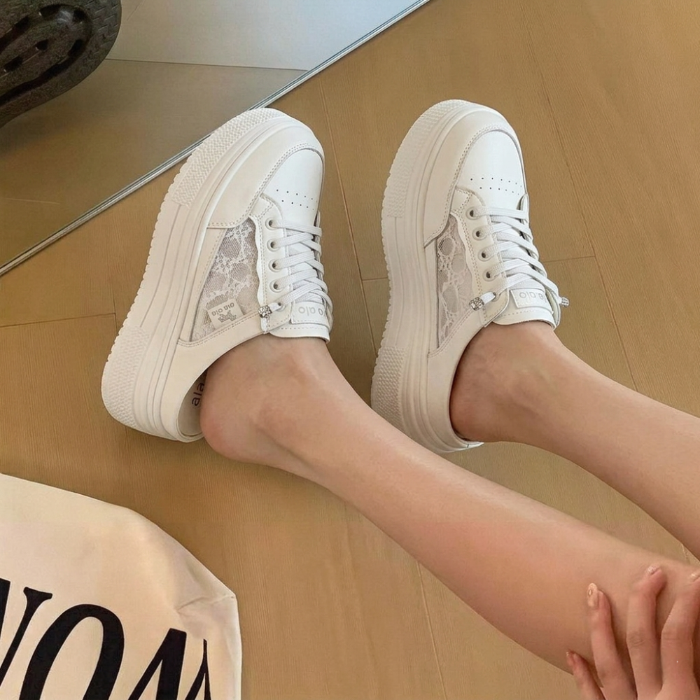 小白鞋 女鞋 增高鞋 厚底鞋 菱格紋 鍊條 小皮鞋 鬆糕鞋 運動鞋 顯瘦 復古 氣質 韓版 網美 百搭 學生鞋H3488-細節圖10