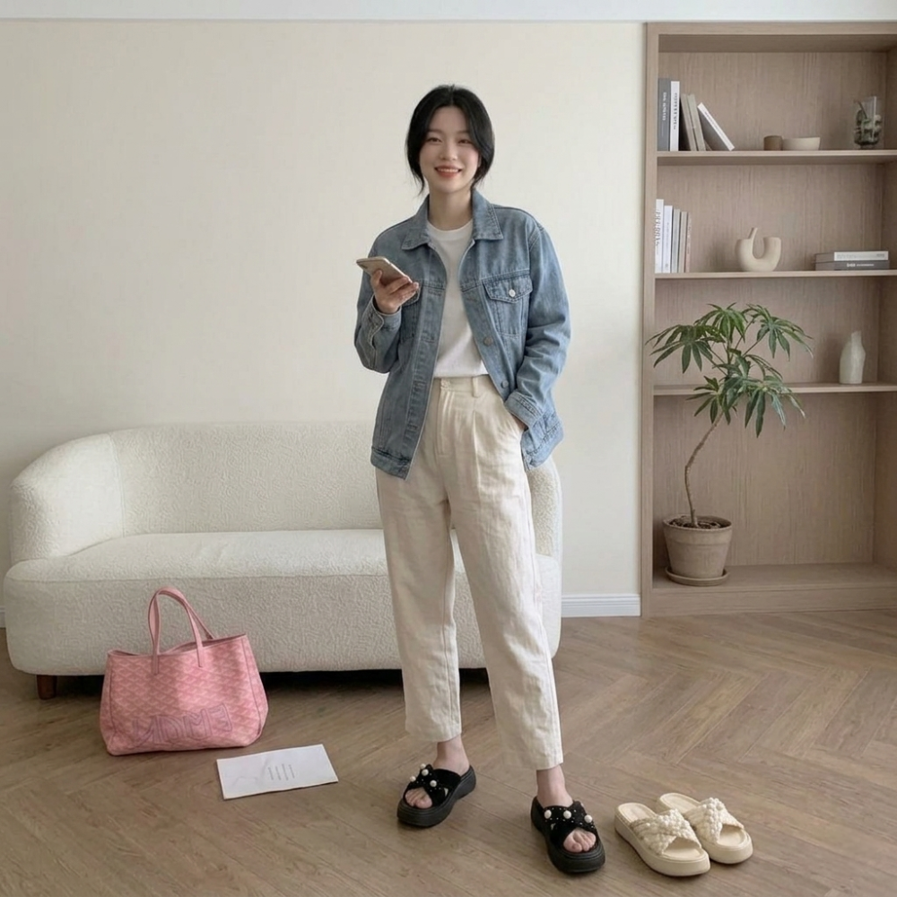 ​小香風 珍珠 拖鞋 女 夏 粗花呢 交叉 涼鞋 厚底 增高 顯瘦 法式 氣質 配襪子 外穿 懶人 涼拖鞋 H7743-細節圖7