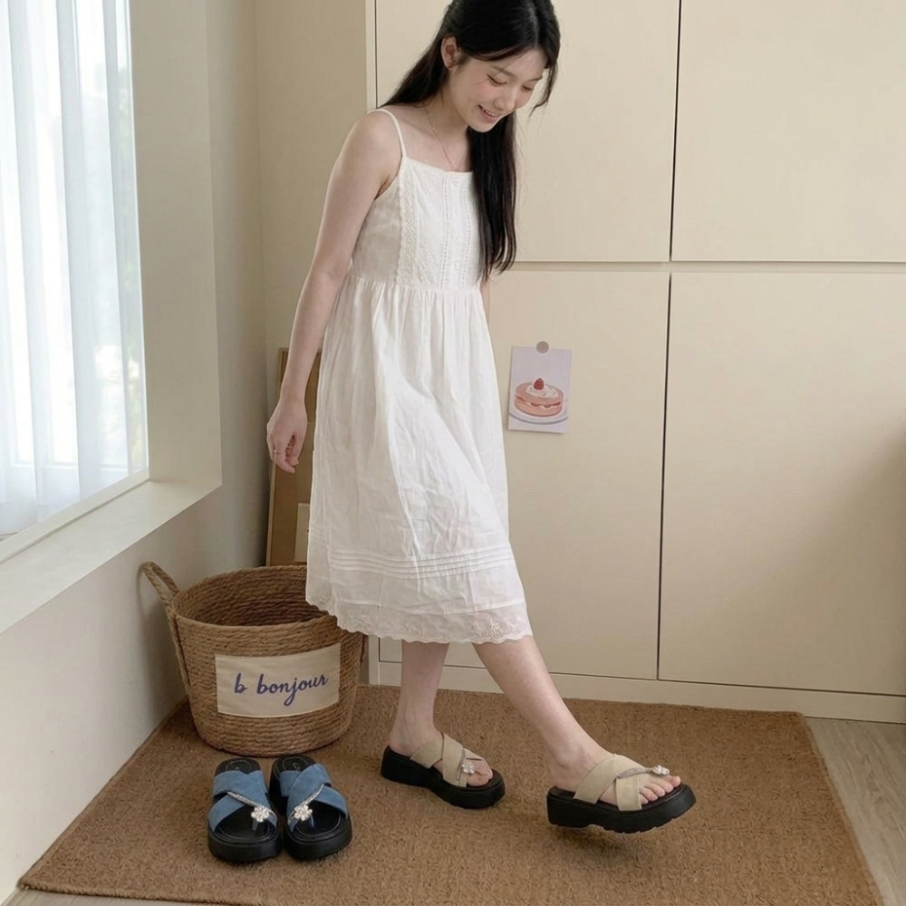 水鑽套趾厚底拖鞋 平底涼拖鞋 夾腳拖 夾趾拖鞋 舒適 拖鞋 輕便拖 增高 鬆糕 H4146-細節圖5