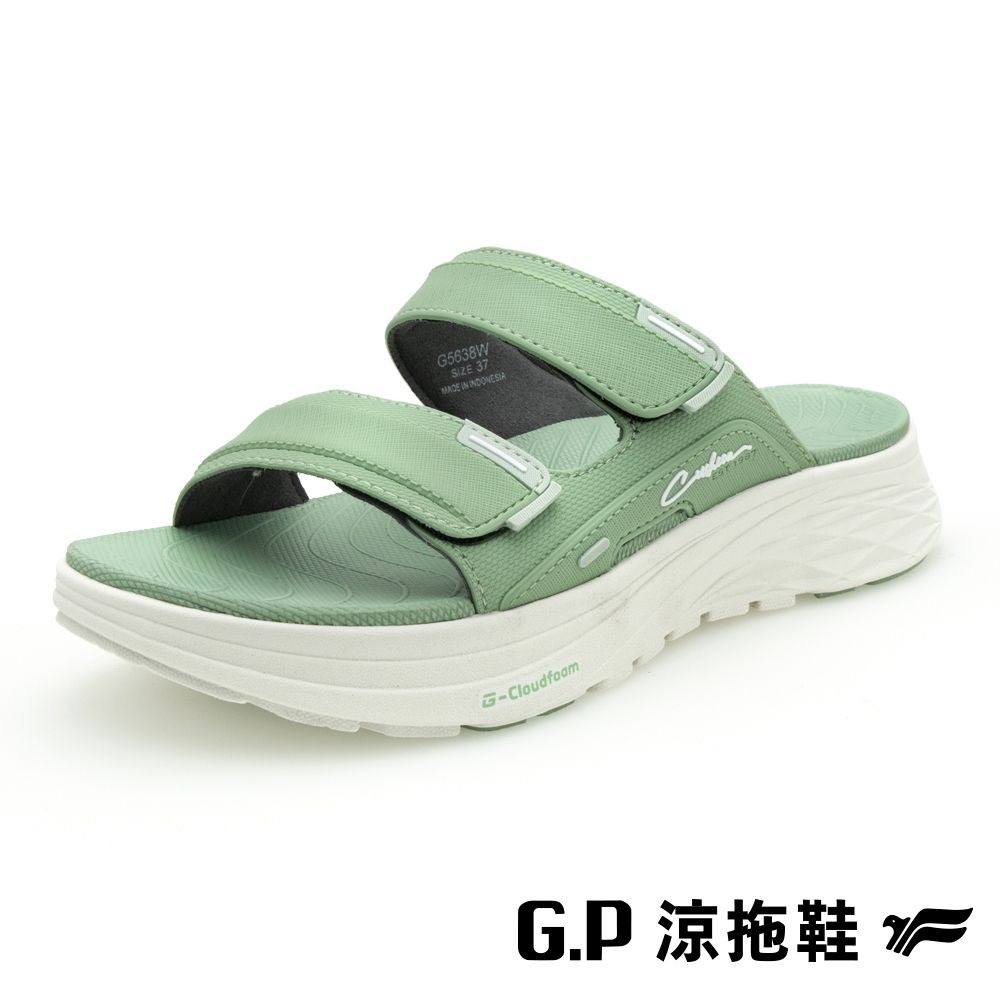 ​拖鞋 女 外穿 GP 涼拖鞋 厚底 增高 顯瘦 踩屎感 軟底 運動拖鞋 魔鬼氈 防水 防滑 韓版 減震 G5638W-規格圖11