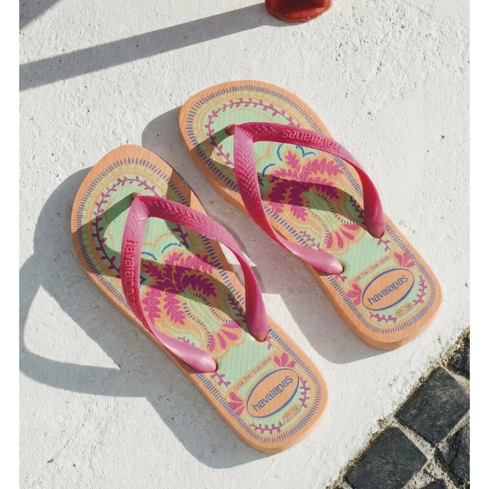 Havaianas 哈瓦仕 正版 女款人字拖鞋 印花夾腳拖 平底海灘拖鞋 夏季休閒涼鞋 女鞋 4150162-0027W-細節圖10