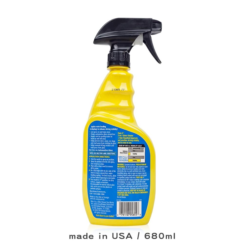 Rain-X 潤克斯 玻璃清潔撥水劑｜5071268｜680ml｜二合一去油膜驅水｜雨天視野提升｜庫柏蒂諾-細節圖2