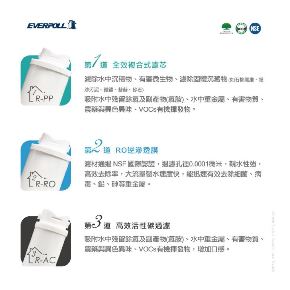 【EVERPOLL】EVB-398 智能廚下型三溫UV觸控飲水機+RO-500升級RO-600直出RO淨水器-細節圖8