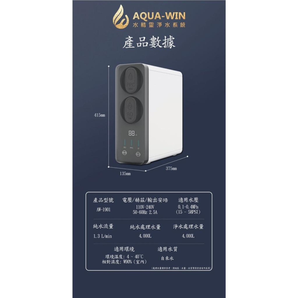 【水精靈淨水系統】AQUA-WIN AW-1901 500G直輸純水RO機  無桶式-細節圖9