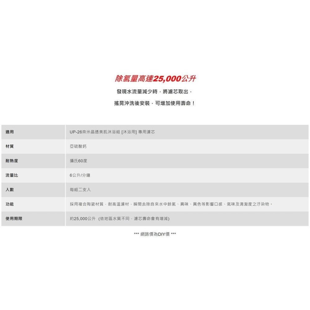 【賀眾牌】MF-543CAS-2 MF543CA 奈米晶透美肌沐浴組 沐浴用 浴室 替換濾芯(兩支入) UP26 沐浴器-細節圖4