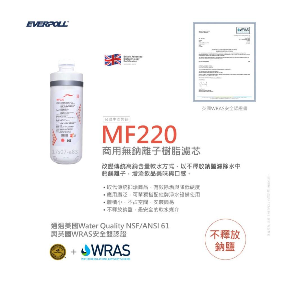 【EVERPOLL】MF220 商用無鈉離子樹脂濾芯 大山淨水-細節圖4
