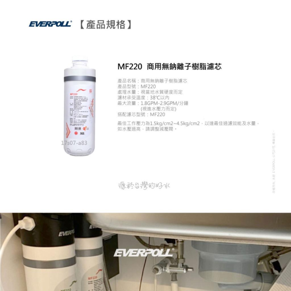 【EVERPOLL】MF220 商用無鈉離子樹脂濾芯 大山淨水-細節圖6